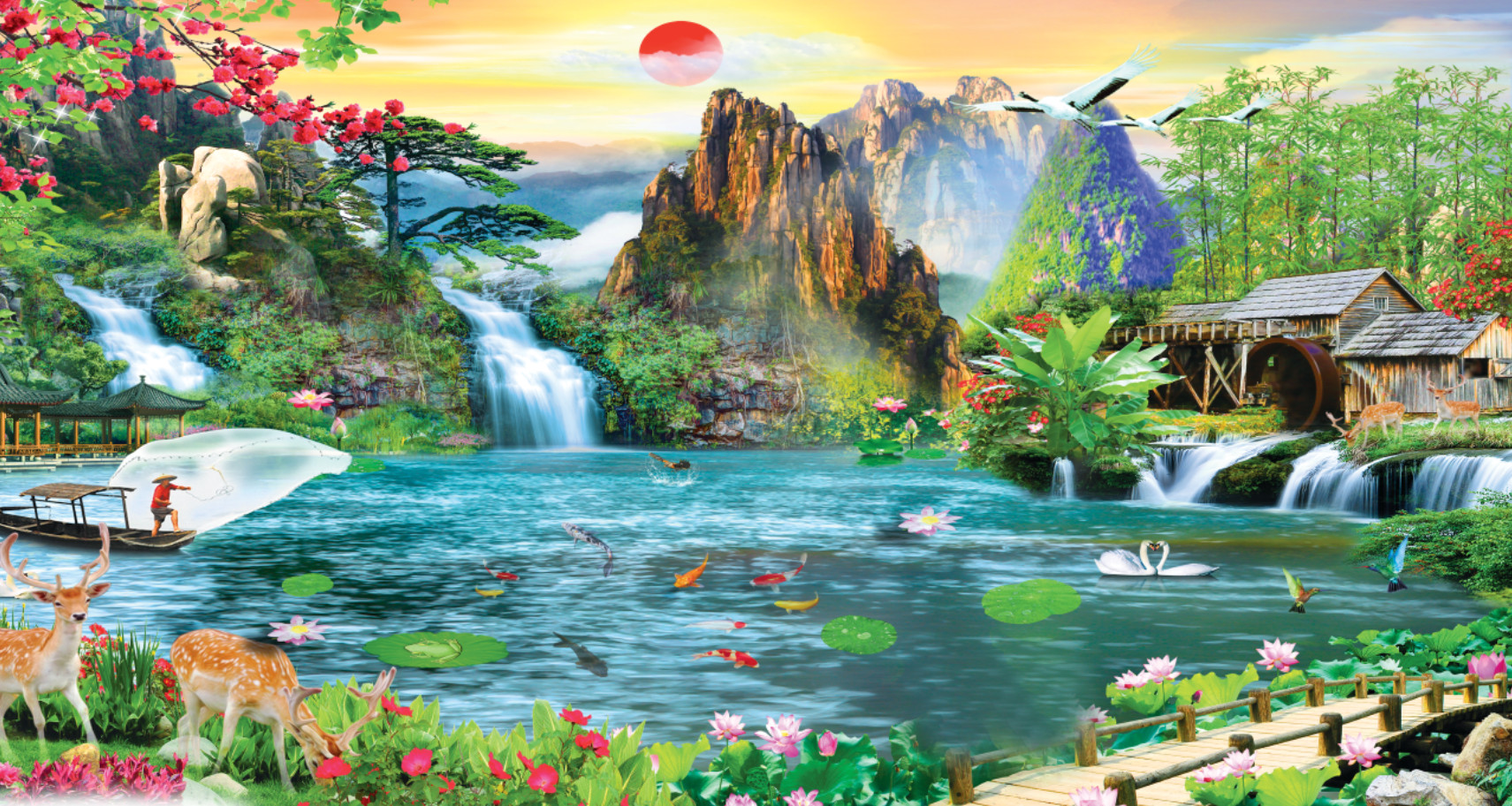 Tranh lụa dán tường PT-001